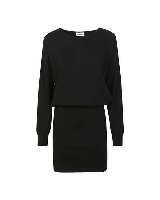 P.A.R.O.S.H. P.A.R.O..H. ,Kleedjes ,Zwart ,Wol Zwarte Gebreide Jurk Met Ribdetails in het Black