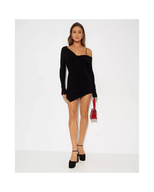 The Attico Black Schwarzes Minikleid Mit Asymmetrischem Ausschnitt