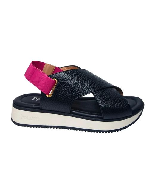 Pollini Blue Flat Sandals