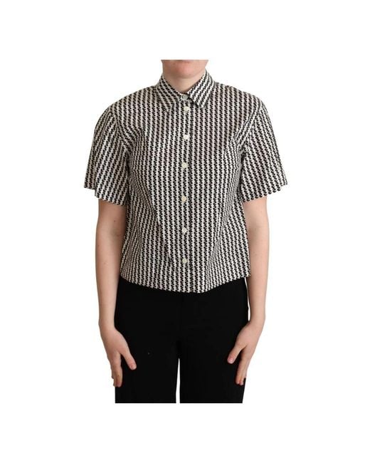 Dolce & Gabbana Gray White Black Fantasy Pattern Shirt