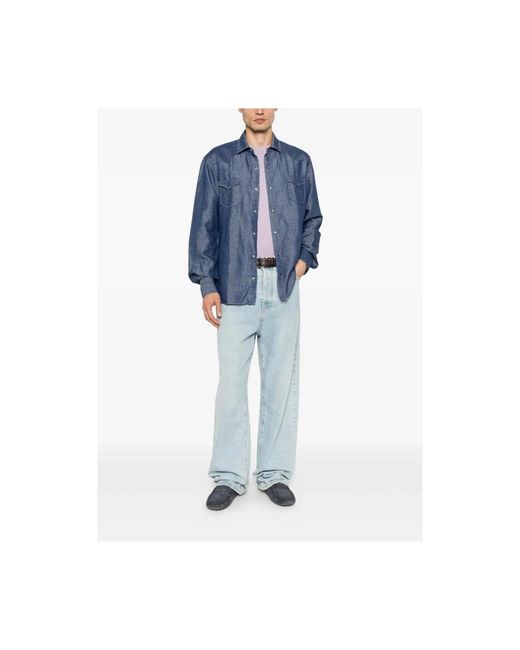 Barba Napoli Blue Casual Shirts for men