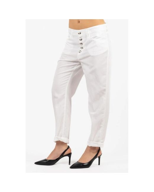 Dondup White Slim-Fit Trousers