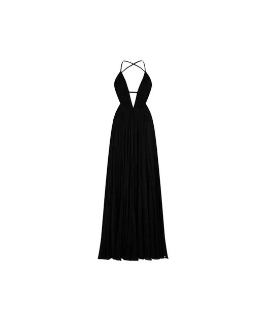 Roberto Cavalli Black Seidenkleid Mit Drapierung Und V-Ausschnitt