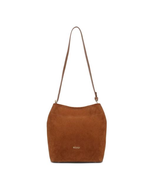 Kazar Lichtbruine Suède Hobo-Handtas Met Verstelbaar Handvat in het Brown