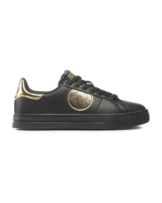 Sneakers in pelle con logo - nero oro di Versace in Black da Uomo