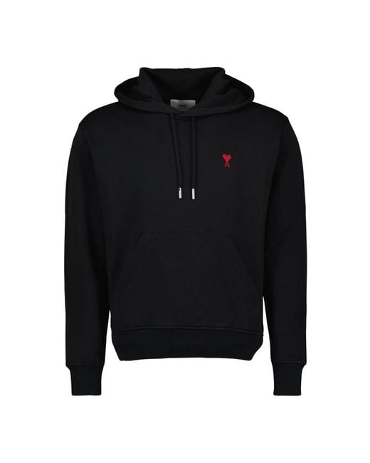 AMI Hoodies & Sweatvesten ,Zwart ,Katoen Heart Hoodie in het Black voor heren