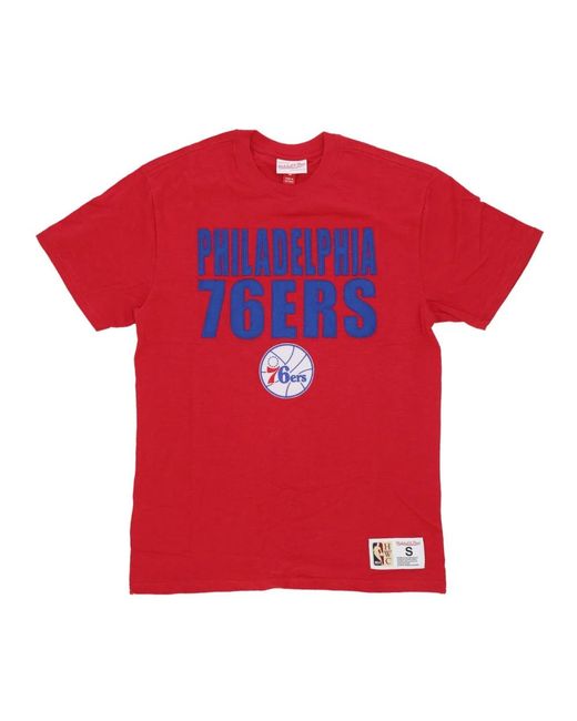 Mitchell & Ness Tops ,Rood ,Katoen Philadelphia 76Ers Nba Tee in het Red voor heren
