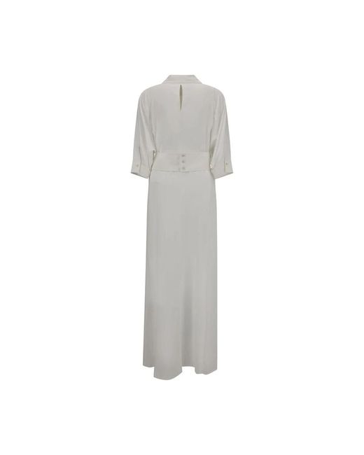 Pinko Gray Elegantes Langes Chemisier-Kleid