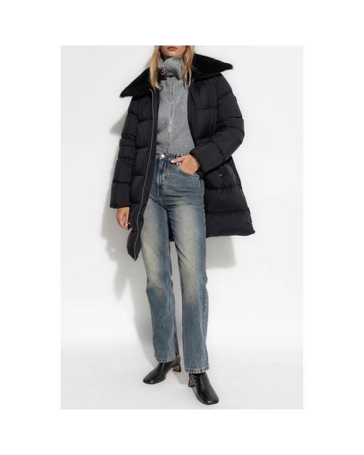 Moose Knuckles Jassen ,Zwart ,Nylon Lange Donsjas Belle Dune in het Black