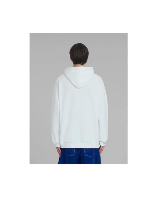 Marni Hoodies & Sweatvesten ,Wit ,Katoen Logo Hoodies Sweatshirts Katoenmix in het White voor heren
