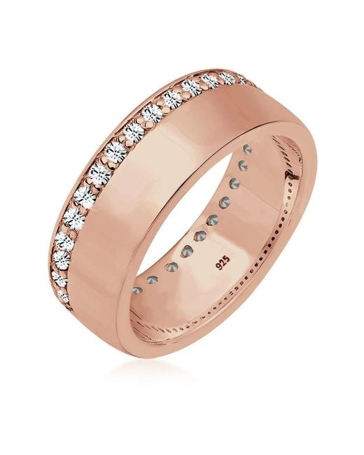 Elli Jewelry Pink Glänzender Bandring Mit Swarovski-Kristallen