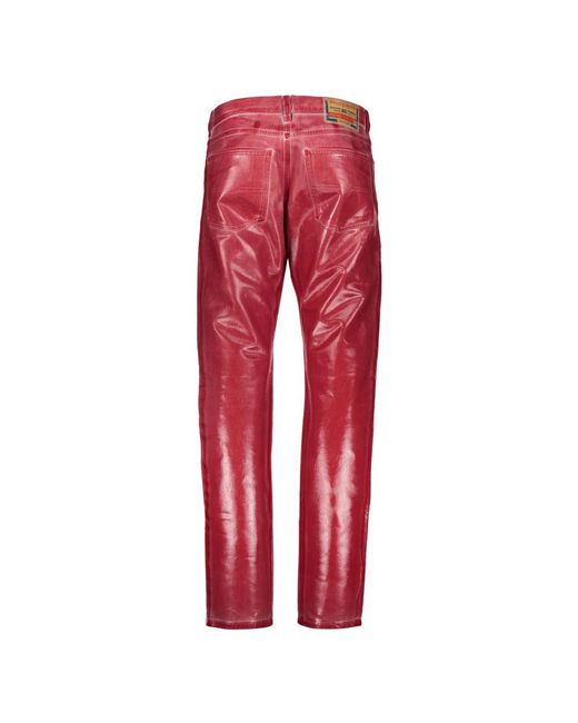 DIESEL Red Straight Fit Jeans for men