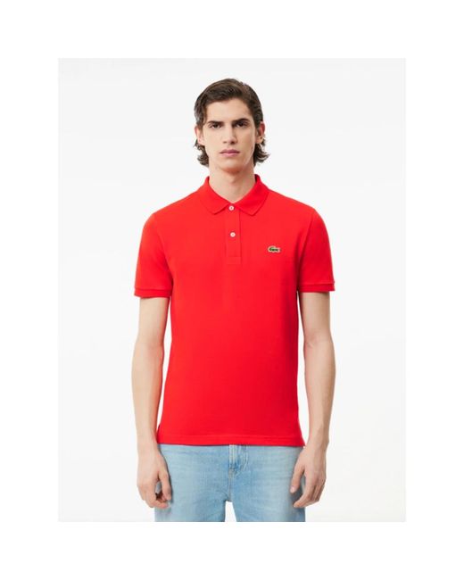 Lacoste Tops ,Rood ,Katoen Slim Fit Katoenen Polo Shirt (Rood) in het Red voor heren