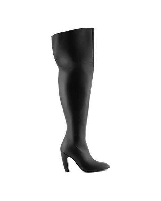 Gia Borghini Black Schwarze Lederstiefel Louise Über Dem Knie