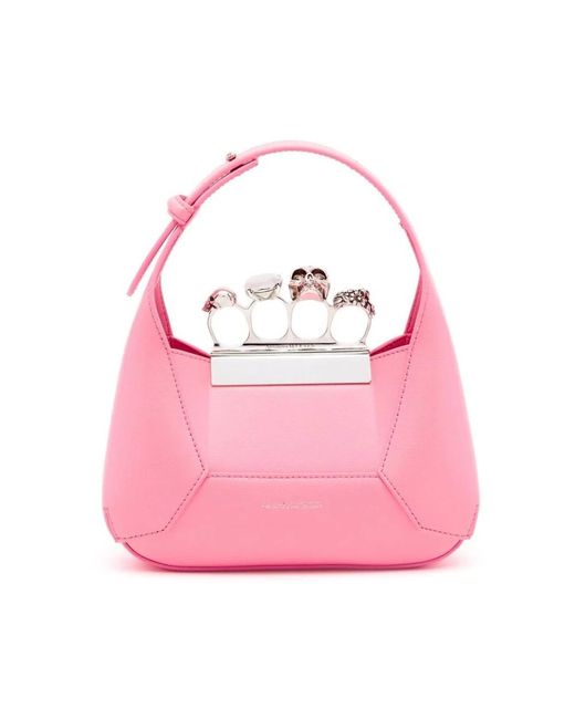Alexander McQueen Pink Flamingo jewelled hobo mini tasche