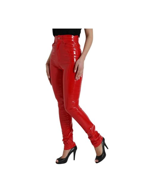 Dolce & Gabbana Red Skinny Trousers