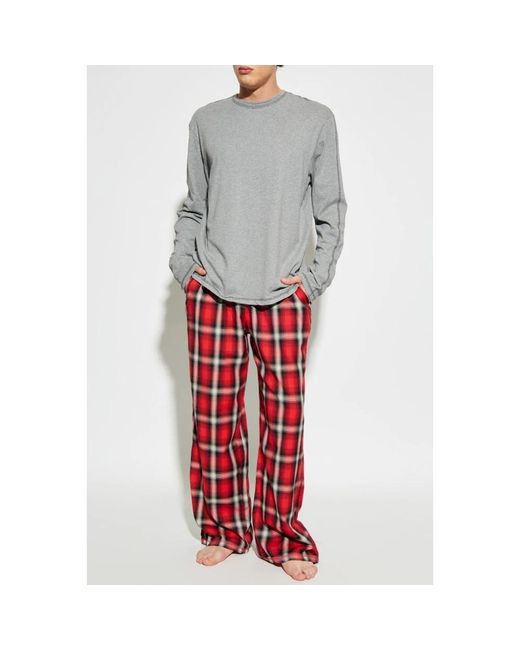 DIESEL Nachtkleding ,Veelkleurig ,Tweed Kit-James Tweedelige Pyjama Set in het Red voor heren