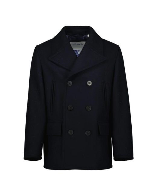 Burberry Double-Breasted Coats in het Blue voor heren