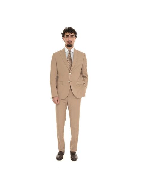 Paoloni Natural Single Breasted Suits for men