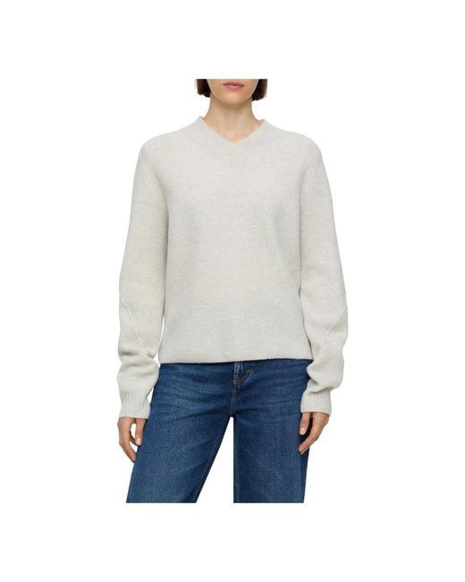 Closed White V-Neck Knitwear