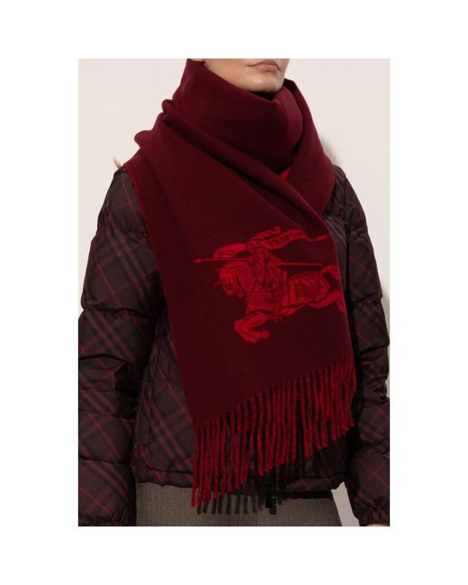 Burberry Cashmere Sjaal Met Franjes in het Red