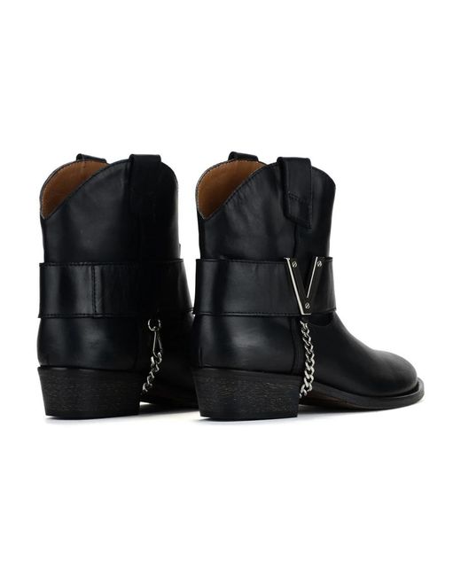 Via Roma 15 Black Cowboy & Biker Boots