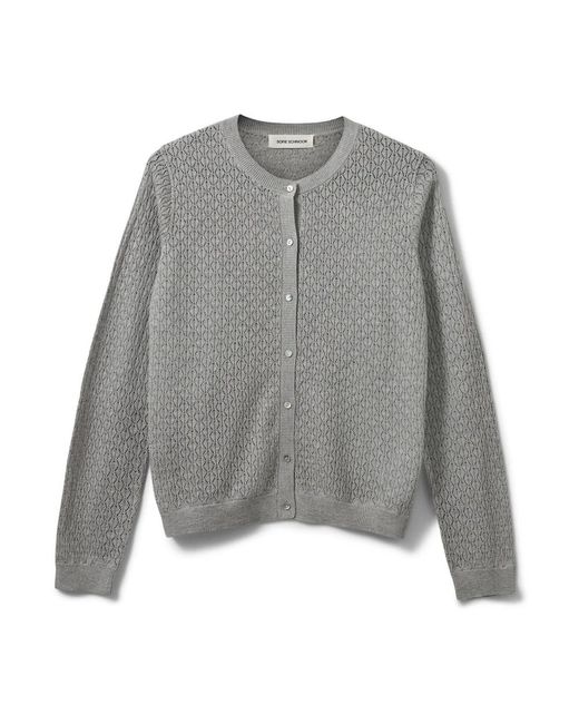 Sofie Schnoor Truien & Vesten ,Grijs ,Katoen Grijze Melange Cardigan Met Zoet Patroon in het Gray