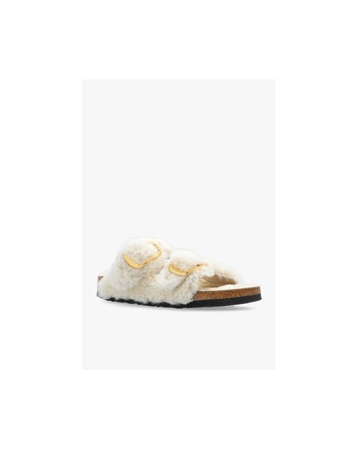 Birkenstock White 'Arizona Big Buckle' Slippers