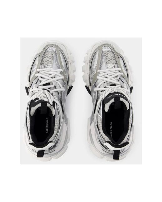 Balenciaga White Silberne track sneakers synthetische schuhe