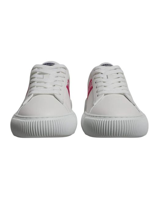 Versace Weiße pinke ledersneakers mit logo in Gray für Herren