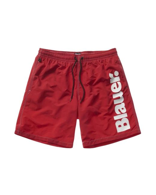 Blauer Badmode ,Rood ,Rode Monochrome Beachwear Boxershorts in het Red voor heren