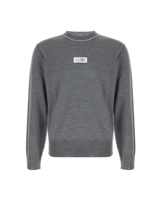 MM6 by Maison Margiela Gray Round-Neck Knitwear for men
