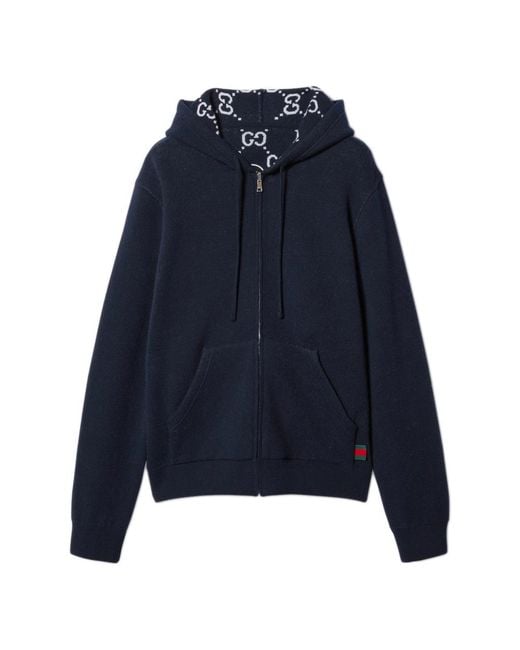 Gucci Wendbare Blaue Wollpulloverjacke in Blue für Herren