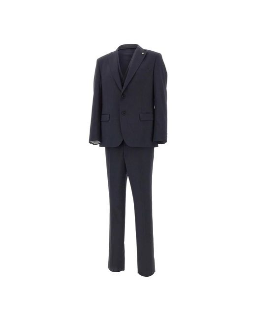 Manuel Ritz Blue Single Breasted Suits for men