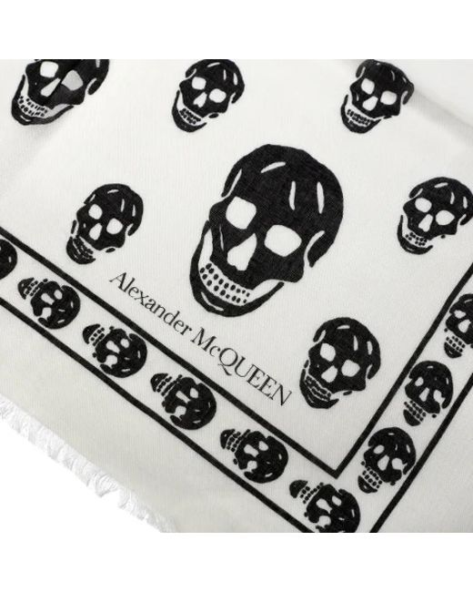 McQueen White Seidenschal