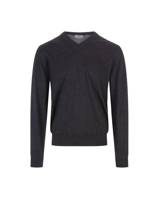 Fedeli Blue V-Neck Knitwear for men