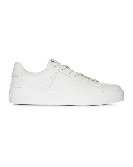 Sneakers in pelle bianca con logo di Balmain in White da Uomo