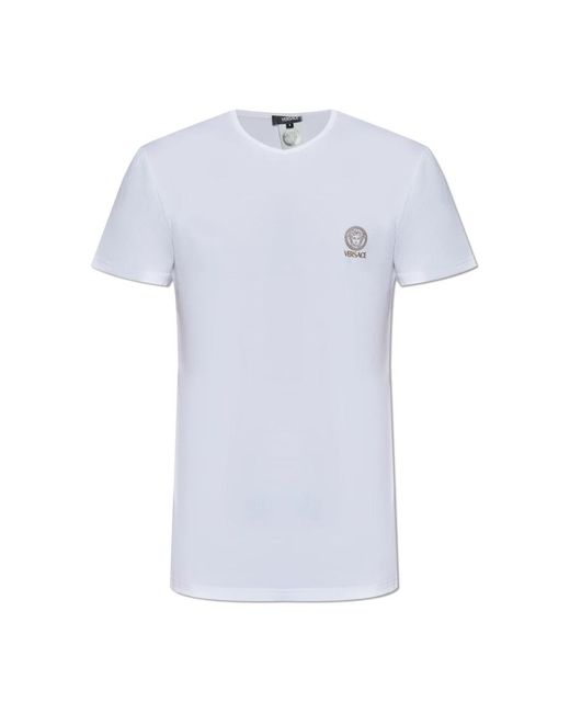 Versace Tops ,Wit ,T-Shirt Met Logo in het Blue voor heren
