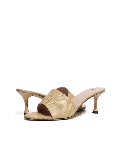 N°21 Natural Heeled Mules