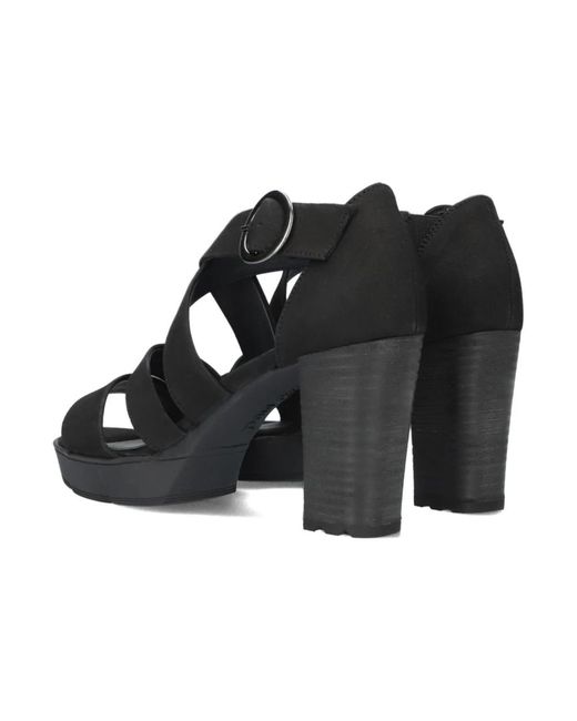 Paul Green Black Elegante schwarze sandale mit blockabsatz