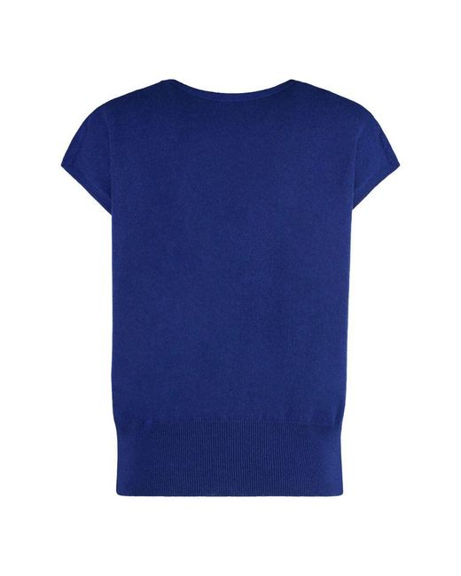 Malo Blue Kaschmir Rippstrickweste