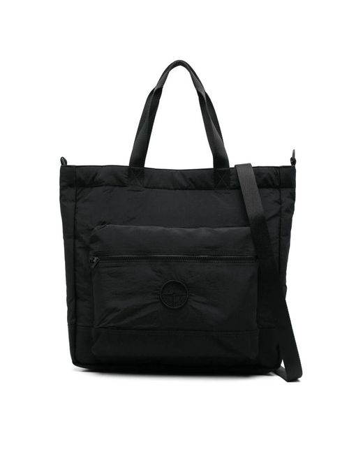 Stone Island Schwarze Taschen Mit Gesticktem Logo in Black für Herren