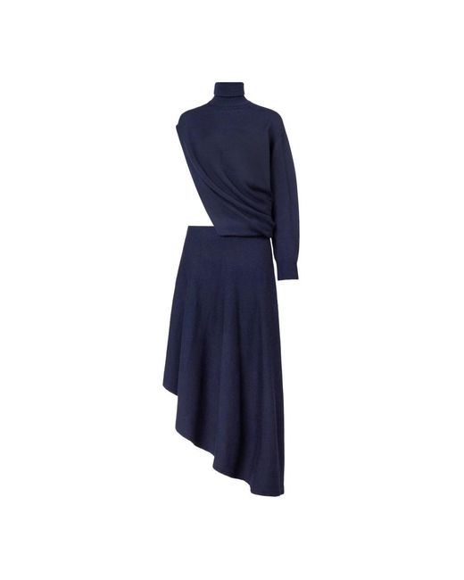 Alaïa Kleedjes ,Zwart ,Wol Cut-Out Wollen Jurk in het Blue
