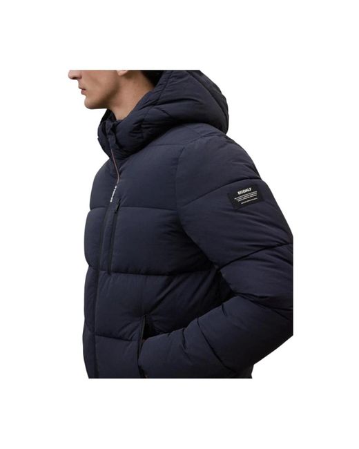 Ecoalf Jassen ,Blauw ,Gewatteerde Hoodie Jas in het Blue voor heren