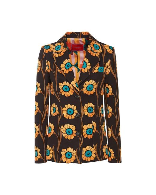 LaDoubleJ Black Blazer Mit Blumen-Print