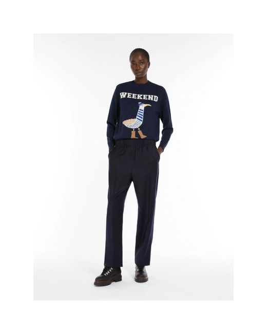 Weekend by Maxmara Blue Straight Trousers