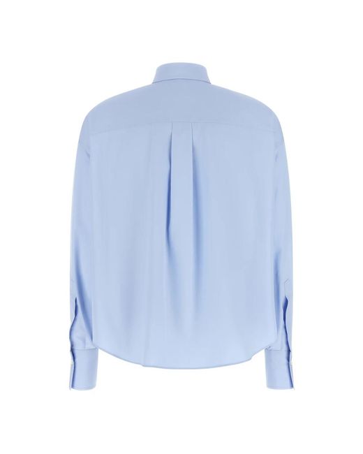 Brunello Cucinelli Monili Trim Crop Shirt in het Blue