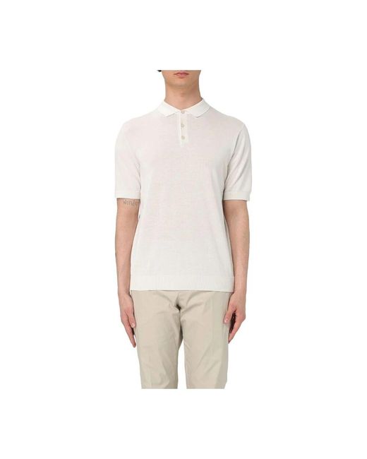 Manuel Ritz Baumwollstrick Polo Shirt in Natural für Herren