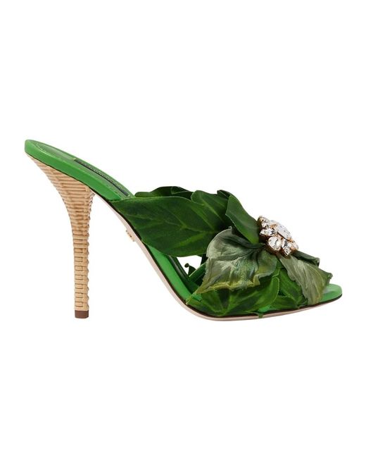 Dolce & Gabbana Green Heeled Mules
