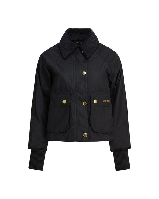 Barbour Jassen ,Zwart ,Katoen Zwarte Cropped Wax Jas Aw 25 in het Black
